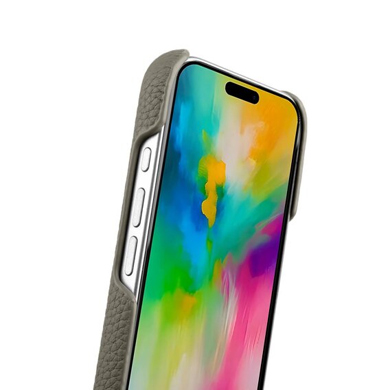 Carcasă MELKCO pentru iPhone 16 Pro, din piele, gri