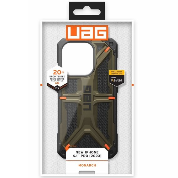 Carcasă Urban Armor Gear pentru iPhone 15 Pro, Monarch, Kevlar verde