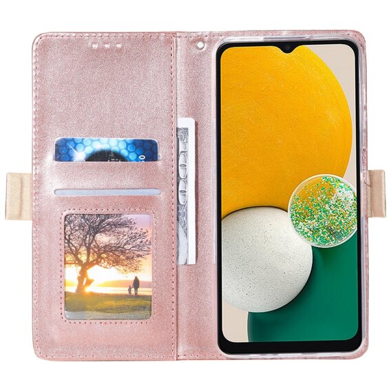 Carcasă cu clapetă pentru Samsung Galaxy A35 5G, Wallet Pocket Zipper Lace, roz