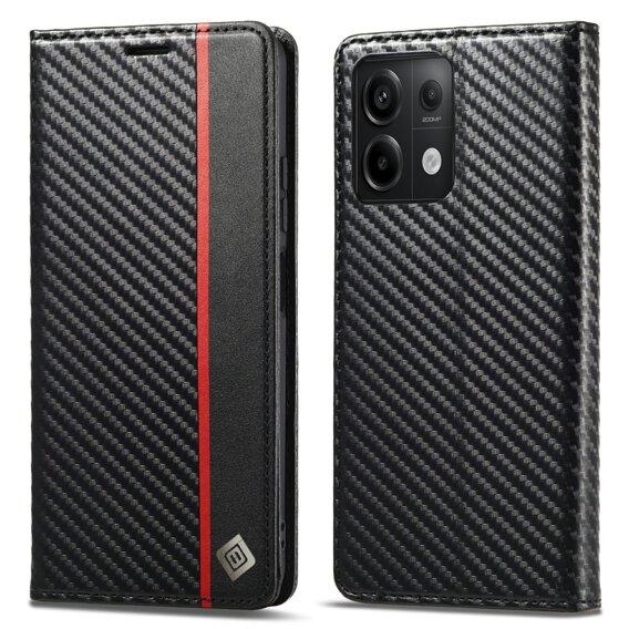 Carcasă cu clapetă pentru Xiaomi Redmi Note 13 Pro 4G, Carbon LC.IMEEKE, negru