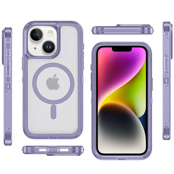 Carcasă cu ramă pentru iPhone 13/14, pentru MagSafe, transparent / violet