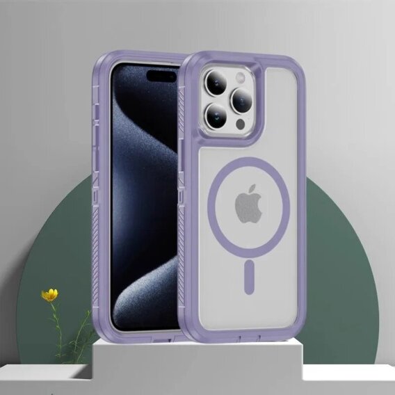 Carcasă cu ramă pentru iPhone 14 Pro Max, pentru MagSafe, transparent / violet