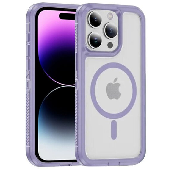 Carcasă cu ramă pentru iPhone 14 Pro, pentru MagSafe, transparent / violet