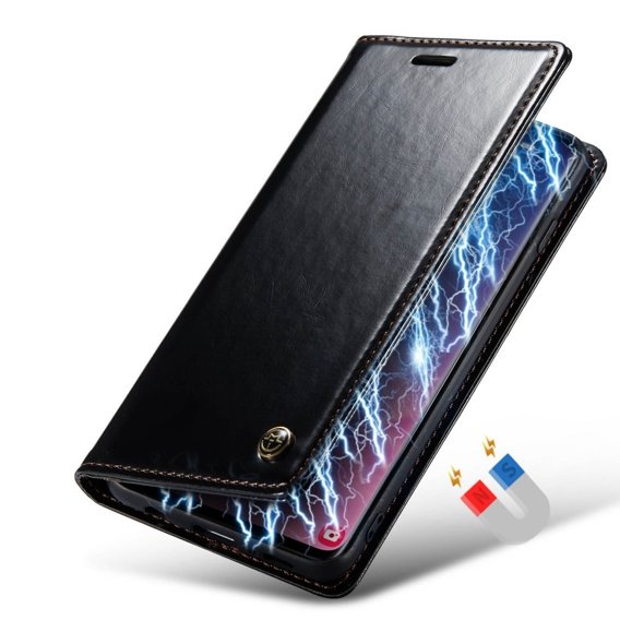 Carcasă flip CASEME pentru Samsung Galaxy S10, Waxy Textured, negru