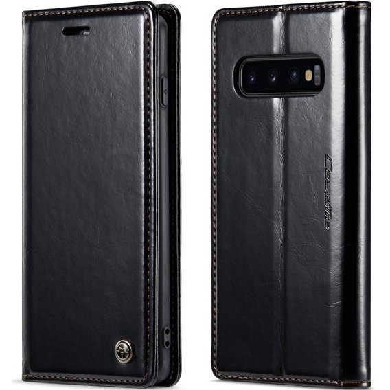 Carcasă flip CASEME pentru Samsung Galaxy S10, Waxy Textured, negru