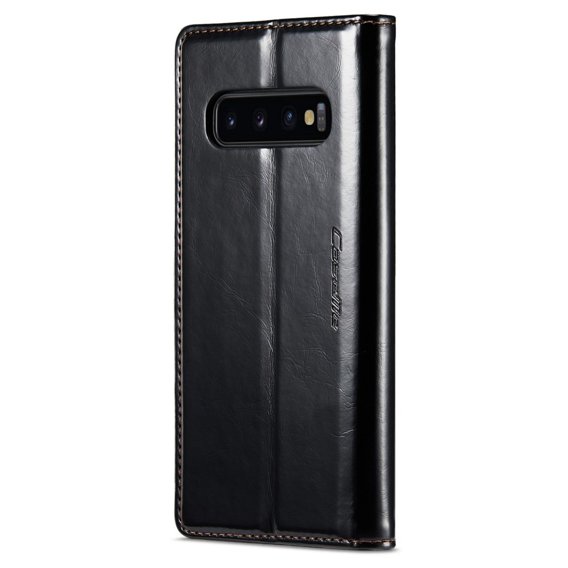 Carcasă flip CASEME pentru Samsung Galaxy S10, Waxy Textured, negru