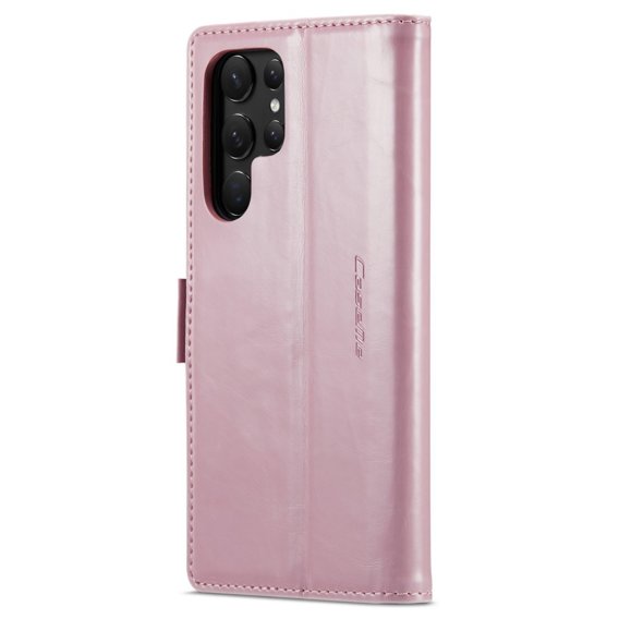 Carcasă flip CASEME pentru Samsung Galaxy S22 Ultra, Waxy Textured, roz rose gold