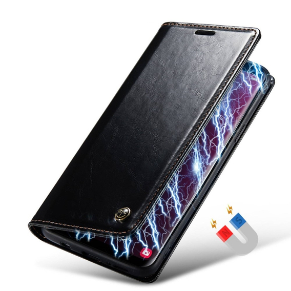 Carcasă flip CASEME pentru Samsung Galaxy S9, Waxy Textured, negru