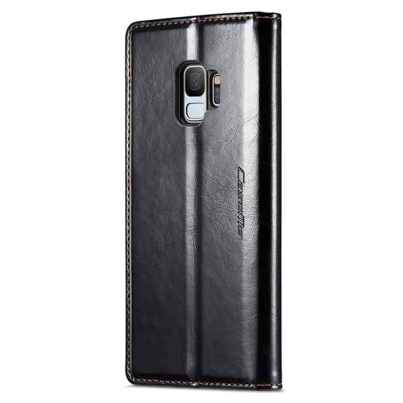 Carcasă flip CASEME pentru Samsung Galaxy S9, Waxy Textured, negru