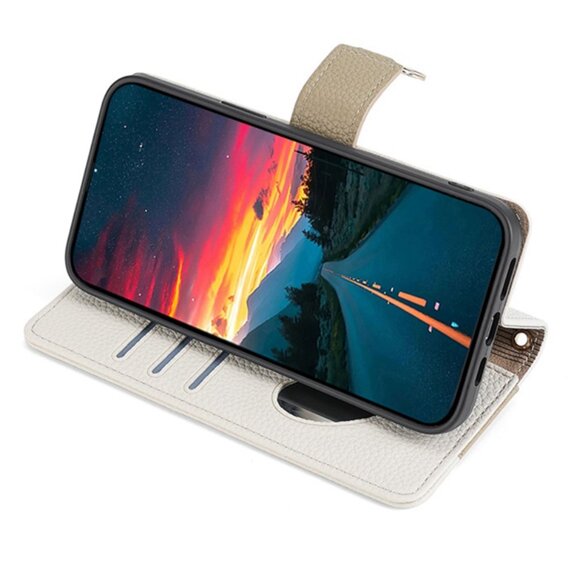 Carcasă flip pentru Motorola Moto G24 / G24 Power / G04, Wallet Zipper Pocket, cu oglindă, alb