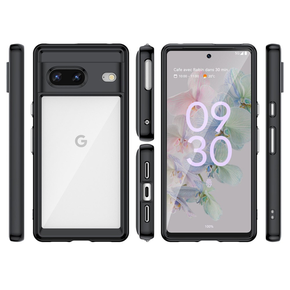 Carcasă pentru Google Pixel 7 5G, Fusion Hybrid, cu protecție pentru camera foto, transparent / negru