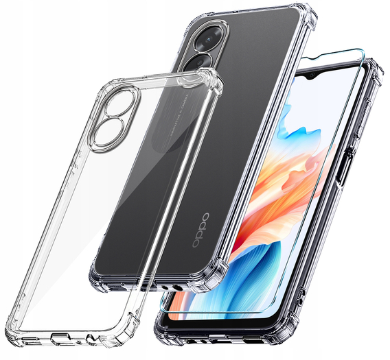 Carcasă pentru Oppo A18 4G / A38 4G, Anti-Shock, transparentă + sticlă 9H