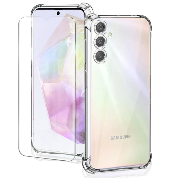 Carcasă pentru Samsung Galaxy A35 5G, Anti-Shock, transparentă + sticlă 9H