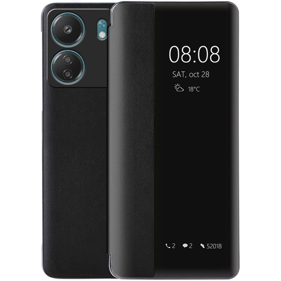 Carcasă pentru Xiaomi Redmi 13C / Poco C65, cu clapetă Side View, negru