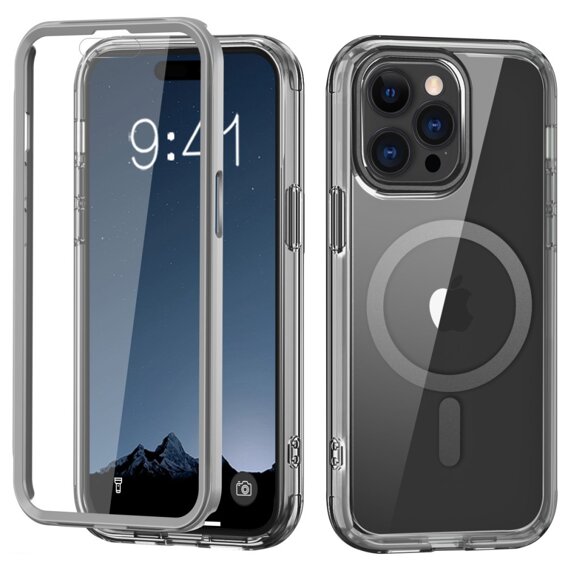 Carcasă pentru iPhone 16 Pro Max, Shockproof Hybrid, cu folie pentru ecran, pentru MagSafe, gri