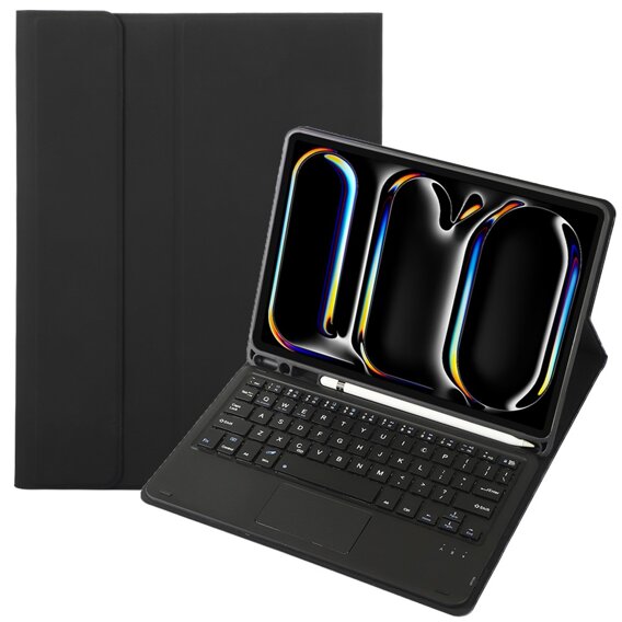 Carcasă + tastatură Apple iPad Pro 11" 5 gen. 2024, Leather Pen Slot TouchPad, negru