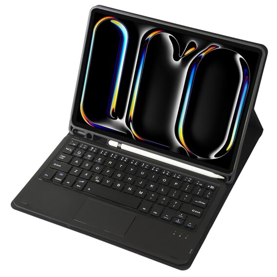 Carcasă + tastatură Apple iPad Pro 11" 5 gen. 2024, Leather Pen Slot TouchPad, negru