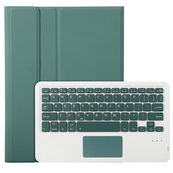 Carcasă + tastatură Apple iPad Pro 11" 5 gen. 2024, Leather Pen Slot TouchPad, verde închis