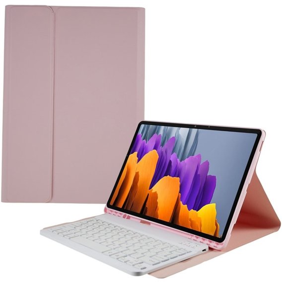 Carcasă + tastatură Galaxy Tab S7+ Plus / S8+ Plus /S7 FE T730 T733, Pen Slot, roz rose gold