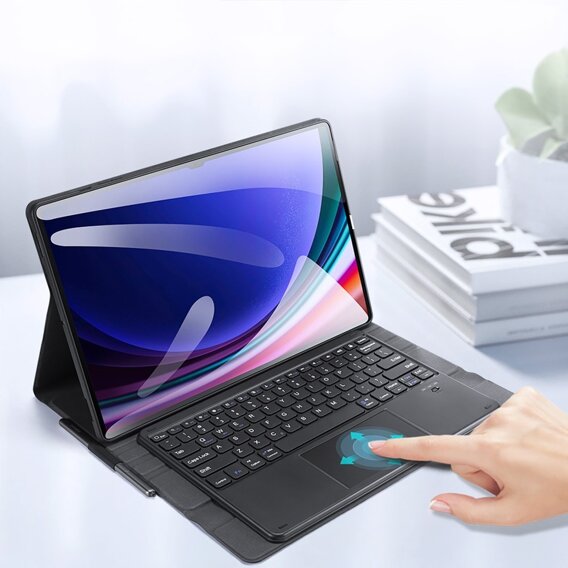 Carcasă + tastatură Samsung Galaxy Tab S10 Ultra, Dux Ducis TouchPad Leather Pen Slot, negru