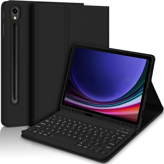 Carcasă + tastatură Samsung Galaxy Tab S9 FE, Leather Pen Slot, negru