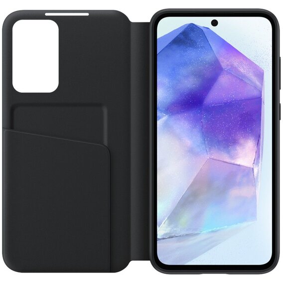 Caz original Samsung pentru Galaxy A55 5G, S View Wallet Cover, negru