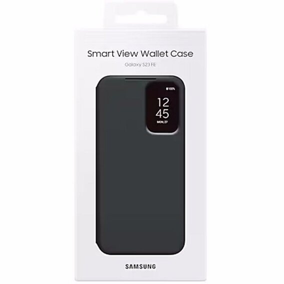 Caz original Samsung pentru Galaxy S23 FE, S View Wallet Cover, negru