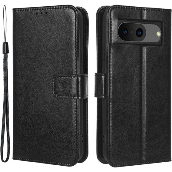 Cu clapetă pentru Google Pixel 8, Crazy Horse Wallet, negru