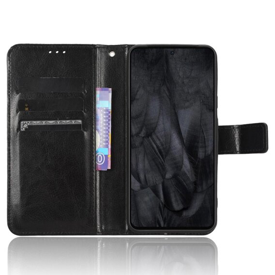 Cu clapetă pentru Google Pixel 8, Crazy Horse Wallet, negru