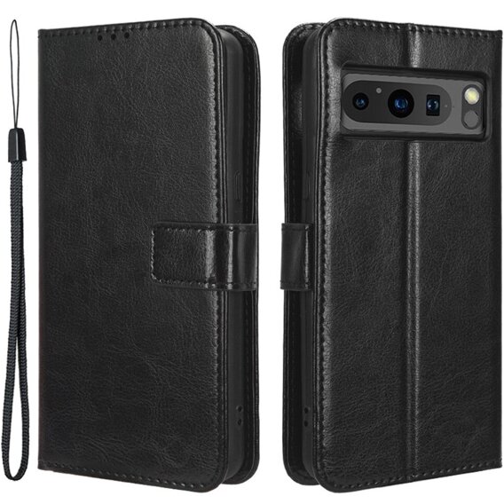 Cu clapetă pentru Google Pixel 8 Pro, Crazy Horse Wallet, negru