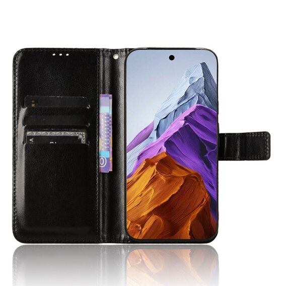 Cu clapetă pentru Google Pixel 9 / Google Pixel 9 Pro, Crazy Horse Wallet, negru