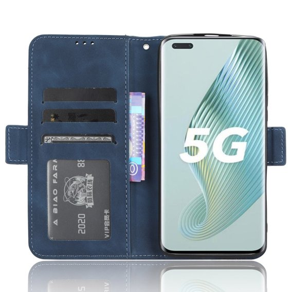 Cu clapetă pentru Honor Magic 5 Pro 5G, Card Slot, albastru închis