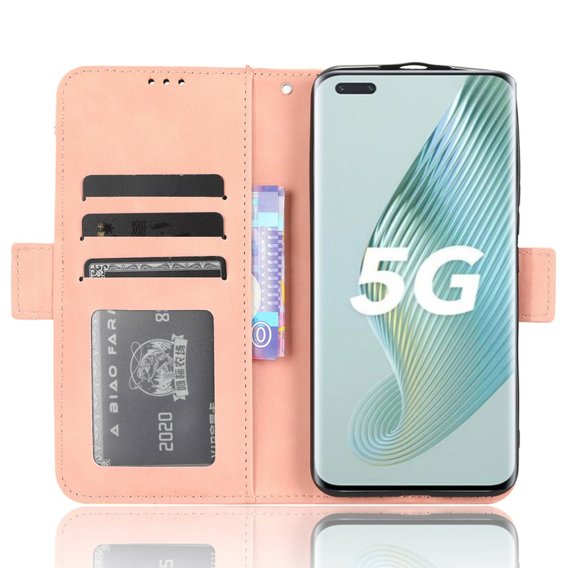 Cu clapetă pentru Honor Magic 5 Pro 5G, Card Slot, roz