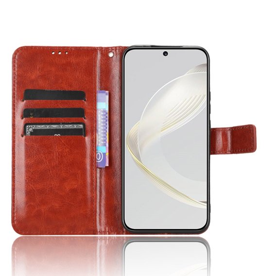 Cu clapetă pentru Huawei Nova 11 Pro, Crazy Horse Wallet, maro