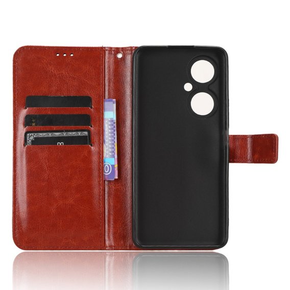 Cu clapetă pentru Huawei Nova 11i, Crazy Horse Wallet, maro