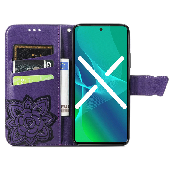 Cu clapetă pentru Infinix Hot 30 4G, Butterfly, violet