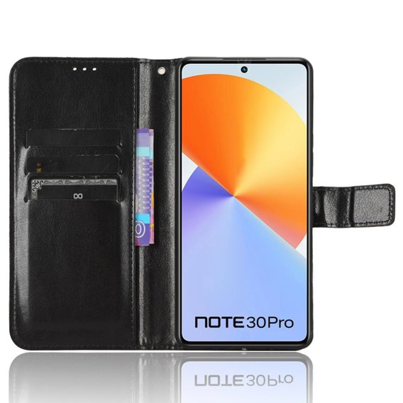 Cu clapetă pentru Infinix Note 30 Pro 4G, Crazy Horse Wallet, negru