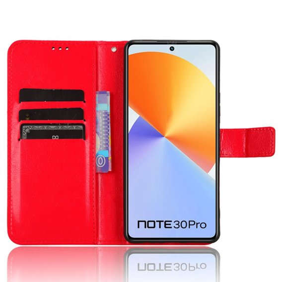 Cu clapetă pentru Infinix Note 30 Pro 4G, Crazy Horse Wallet, roșu