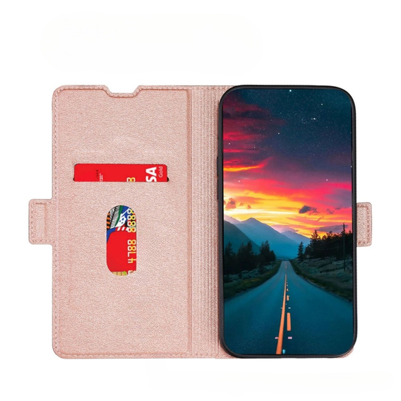 Cu clapetă pentru Motorola Edge 30 Neo 5G, Wallet Thin Magnet, roz