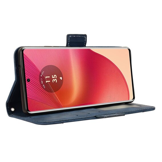 Cu clapetă pentru Motorola Edge 50 Fusion 5G, Card Slot, albastru închis