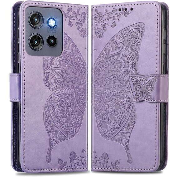 Cu clapetă pentru Motorola Edge 50 Neo, Butterfly, violet