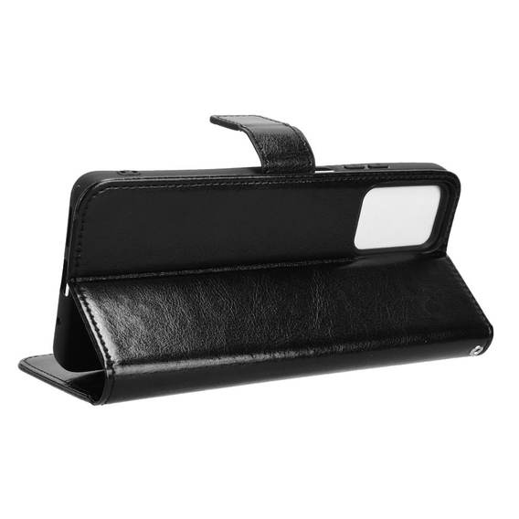 Cu clapetă pentru Motorola Moto E14, Crazy Horse Wallet, negru