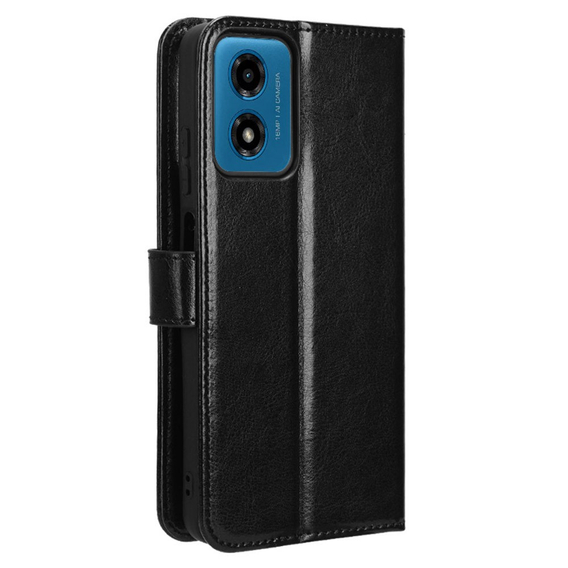 Cu clapetă pentru Motorola Moto E14, Crazy Horse Wallet, negru