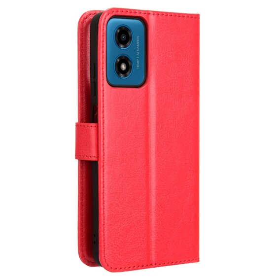 Cu clapetă pentru Motorola Moto E14, Crazy Horse Wallet, roșu