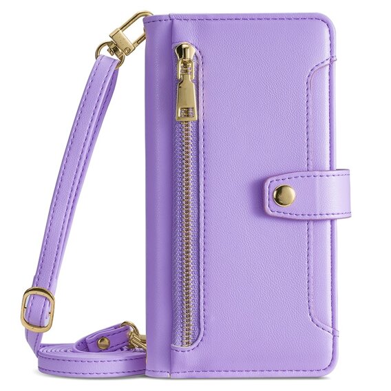 Cu clapetă pentru Motorola Moto G04 / G24 / G24 Power, Wallet Zipper Pocket, violet