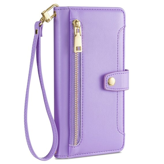 Cu clapetă pentru Motorola Moto G04 / G24 / G24 Power, Wallet Zipper Pocket, violet