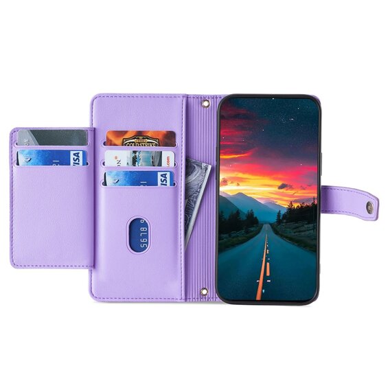 Cu clapetă pentru Motorola Moto G04 / G24 / G24 Power, Wallet Zipper Pocket, violet