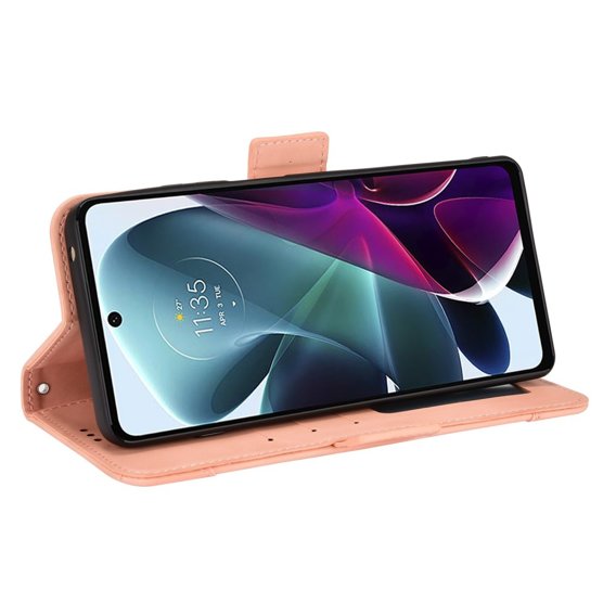 Cu clapetă pentru Motorola Moto G200 5G/Edge S30, Card Slot, roz