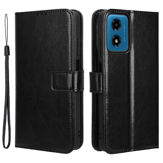 Cu clapetă pentru Motorola Moto G24 / G24 Power / G04, Crazy Horse Wallet, negru