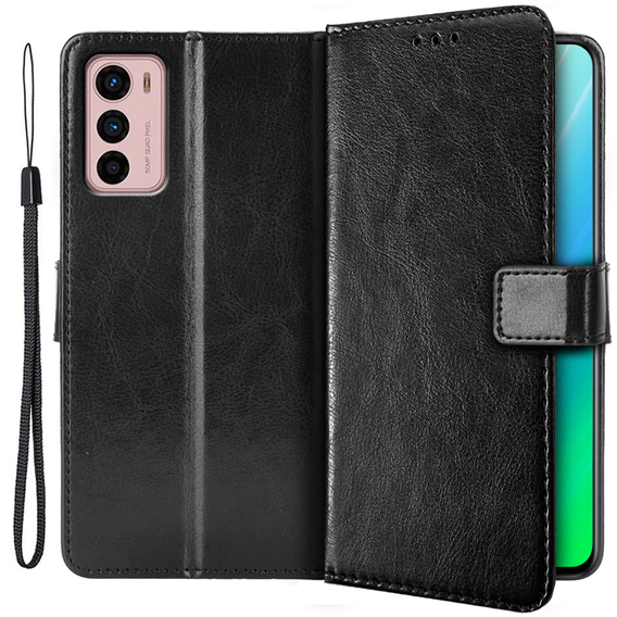 Cu clapetă pentru Motorola Moto G42 4G, Crazy Horse Wallet, negru